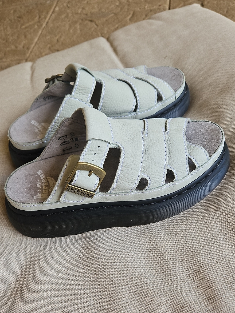 Size 8- Dr Martens Maxxi Slides Butter Soft Leather In Sage Green Men's 7